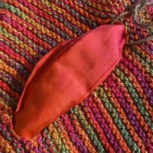 Beautiful NWOT hand knit scarf with hand-dyed pure silk “Scarf within a Scarf”